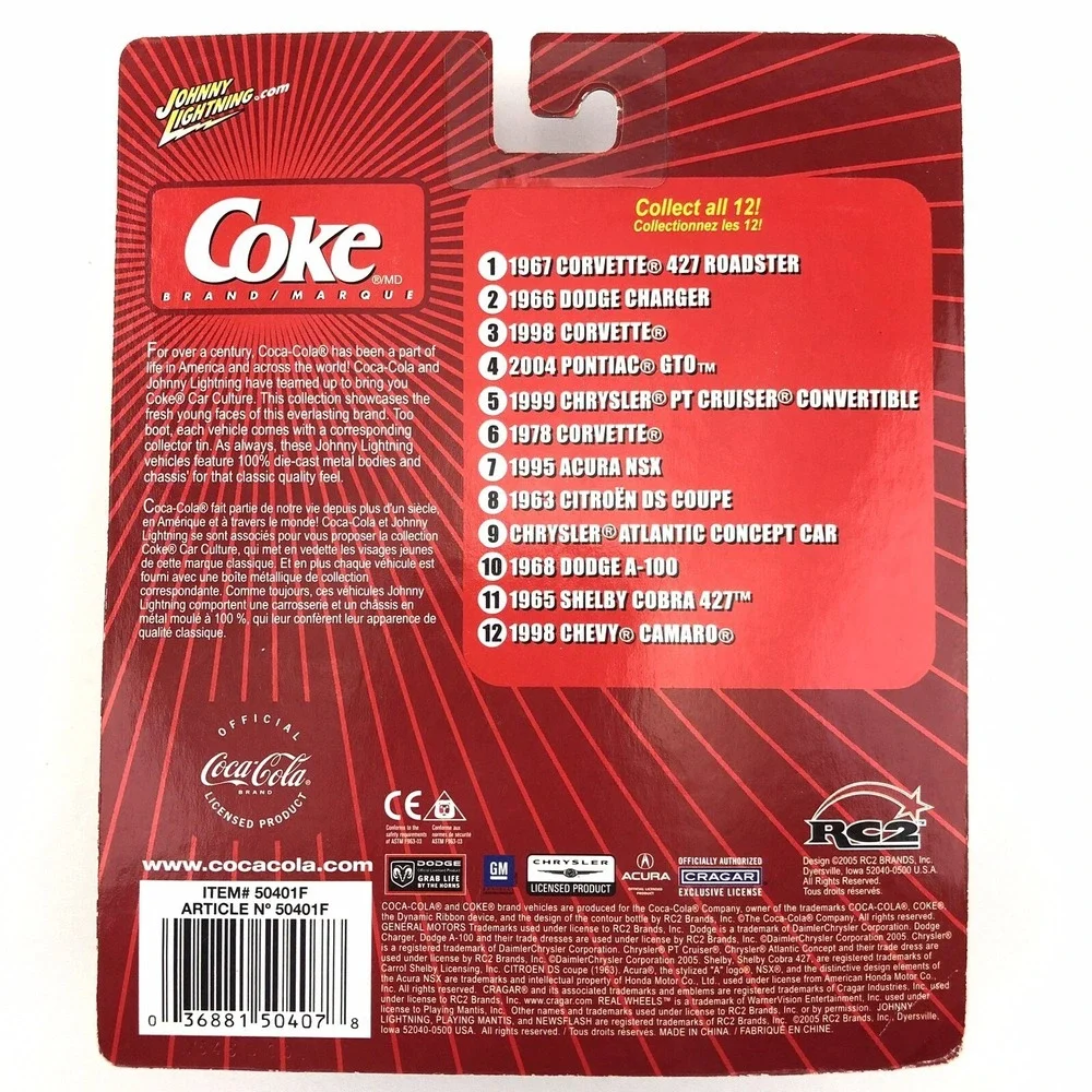 Johnny Lightning Coca-Cola 67 1967 Corvette 427 Roadster +Tin Coke Box Diecast‎